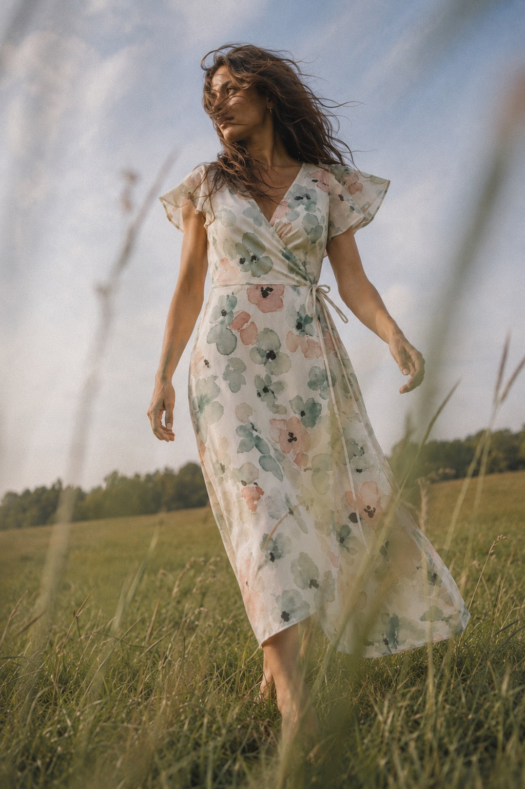 The Camille Dress — Petite Floral Midi Dress