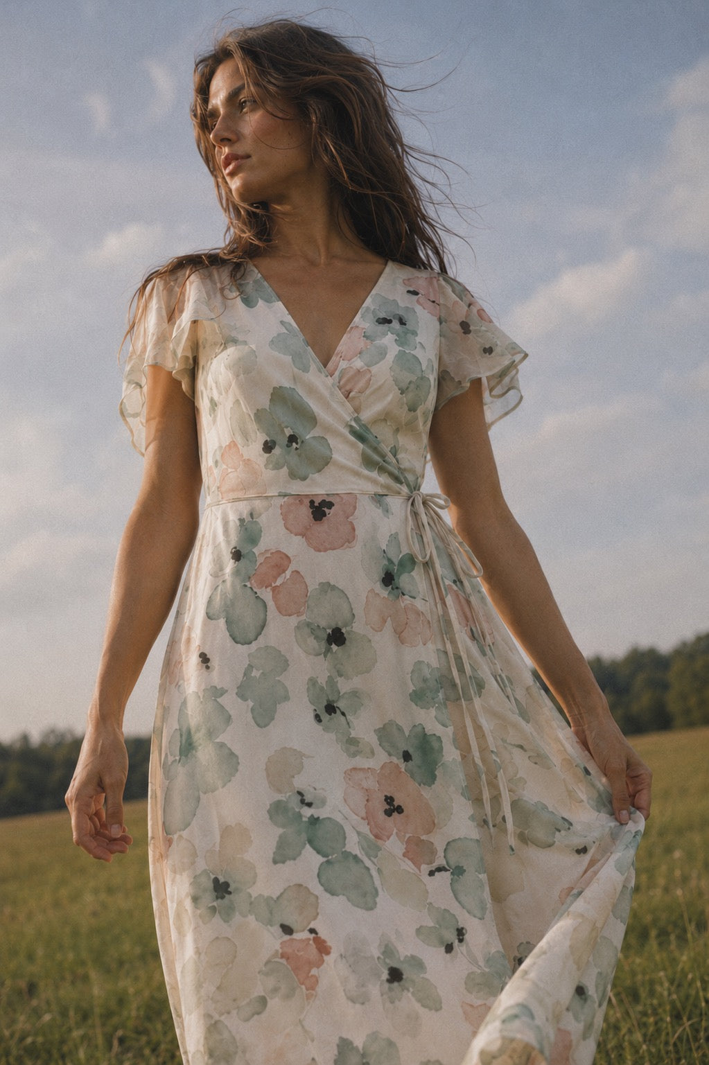 The Camille Dress — Petite Floral Midi Dress