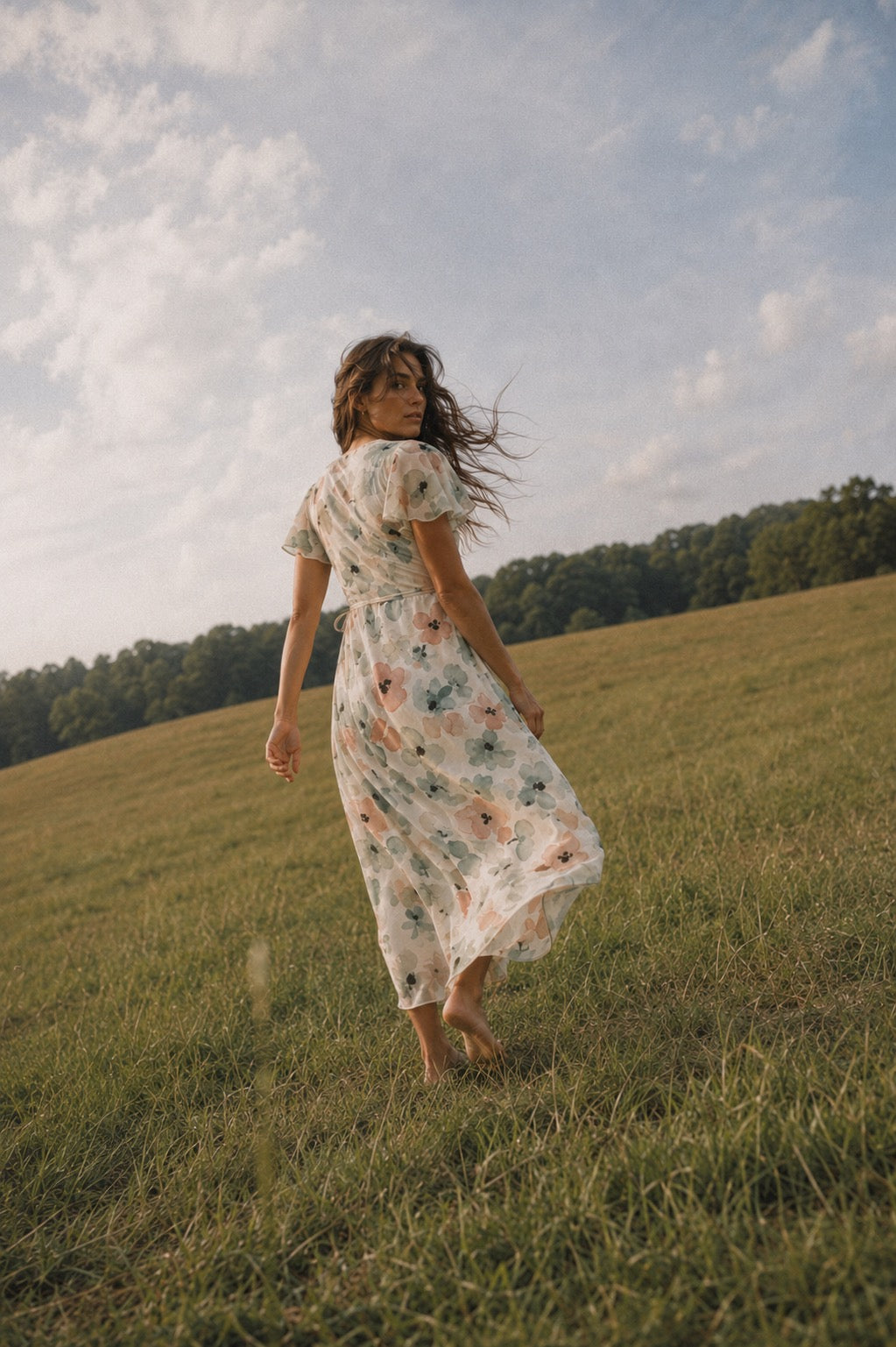 The Camille Dress — Petite Floral Midi Dress